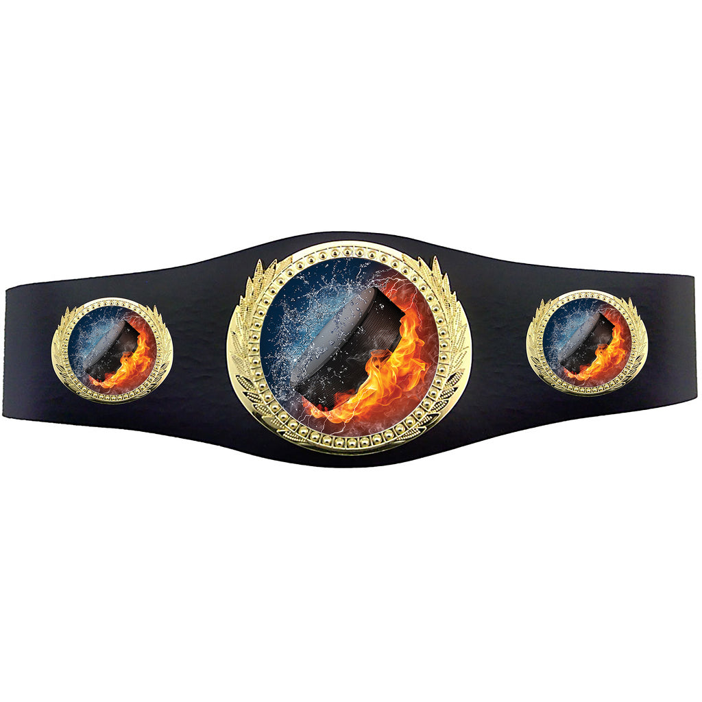 Hockey 40 inch Youth Triple Art Champion Award Belt - Fire & Water [C3SAB3-FNW-HK]