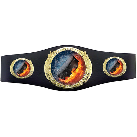 Hockey 40 inch Youth Triple Art Champion Award Belt - Fire & Water [C3SAB3-FNW-HK]