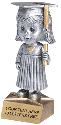 Graduate Bobblehead Jr. Resin Trophy - Female [BHJR-GRDF]
