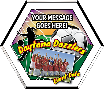Full Color Hexagon Soccer Plaques with Your Photo