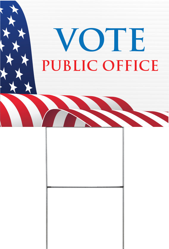 Patriotic Political Wavy Flag Yard Sign - 24 x 18 inch [YS2418-POL-WVY]