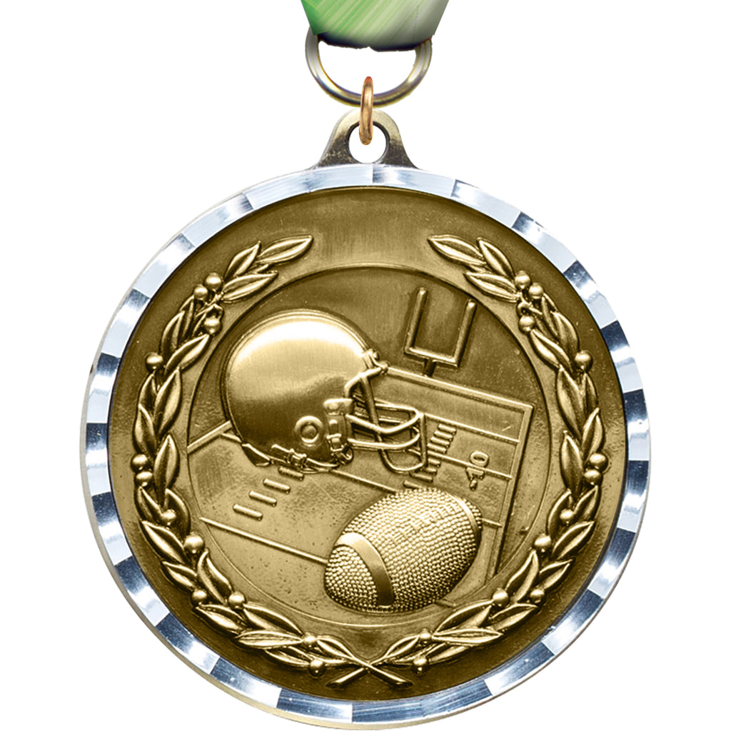 Football Diecast Medal with Diamond Cut Border