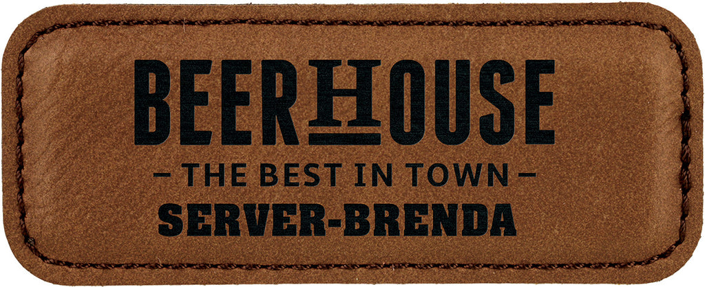 Leatherette Rectangle Badge - Dark Brown [BJRCTS-2]