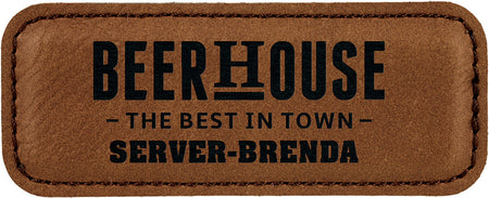 Leatherette Rectangle Badge - Dark Brown [BJRCTS-2]