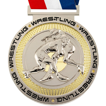 3.25" Wrestling Dual Plated Diecast Medal [MSDP3-WS]