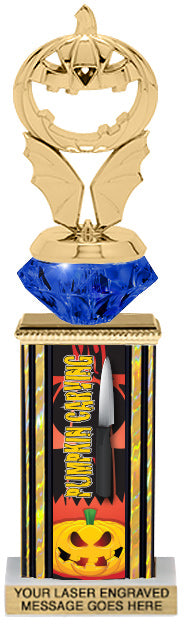 Halloween Pumpkin Carving Diamond Riser Rectangle Column Trophy- 11 inch [TDRSQ11STK-PUCA]