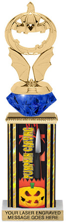 Halloween Pumpkin Carving Diamond Riser Rectangle Column Trophy- 11 inch [TDRSQ11STK-PUCA]