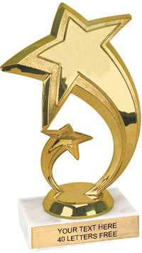 Gold Double Shooting Star figure on Marble Base Trophy [TDS-W-G]