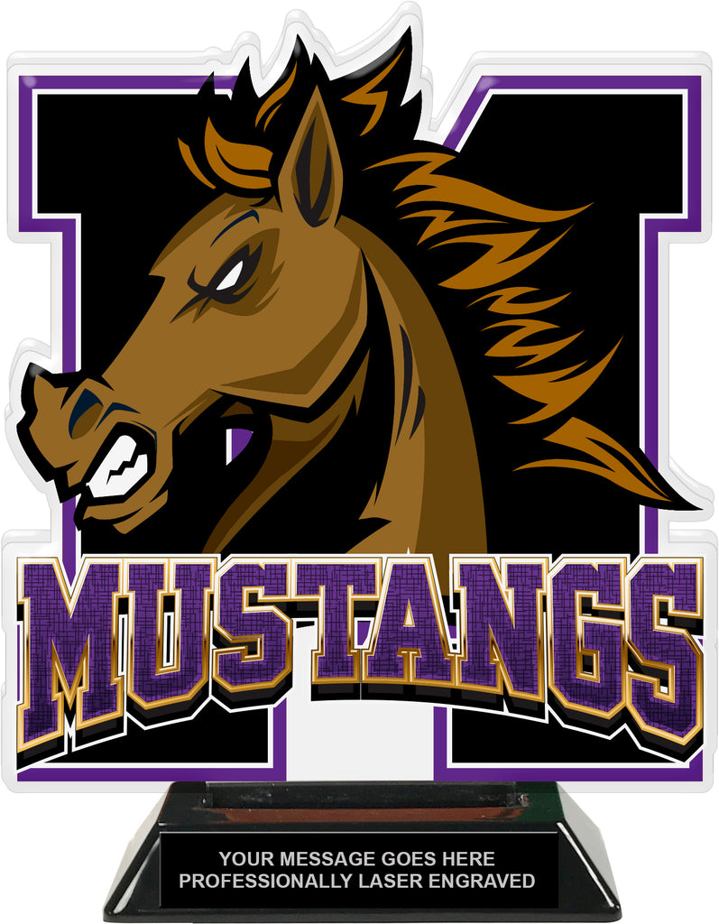 Mustangs Mascot Colorix-T Acrylic Trophy - 8.25 inch Purple [TACR8-MSCT-MSTG-PRP-Q]