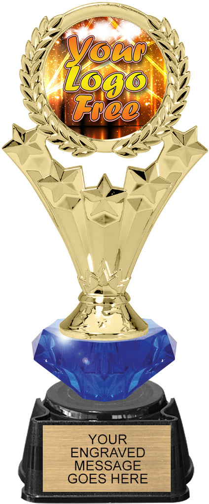 Custom 5 Star Wreath Insert Diamond Riser Trophy on Synthetic Base [TXDRRGi-M499]