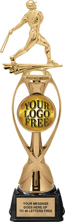 Custom Gold Ribbon Riser Trophy on a Regal Base [TXRGPRR13-G]