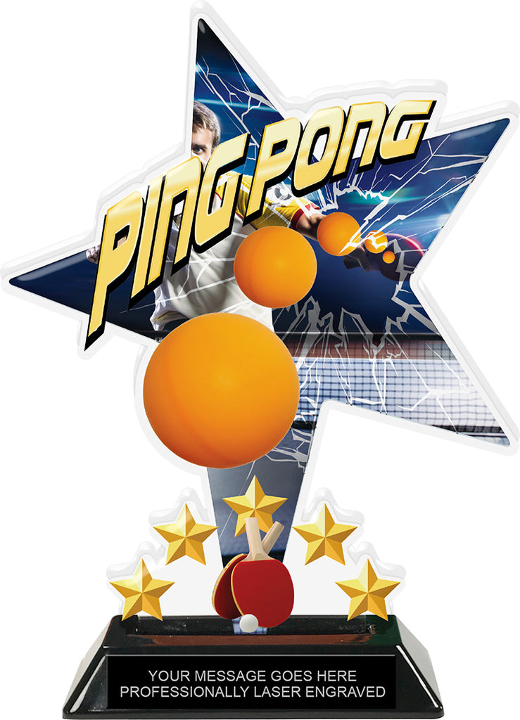 Ping Pong Shattered Star Colorix Acrylic Trophy- 8.5 inch [TACR85-STR-PNGPNG-Q]