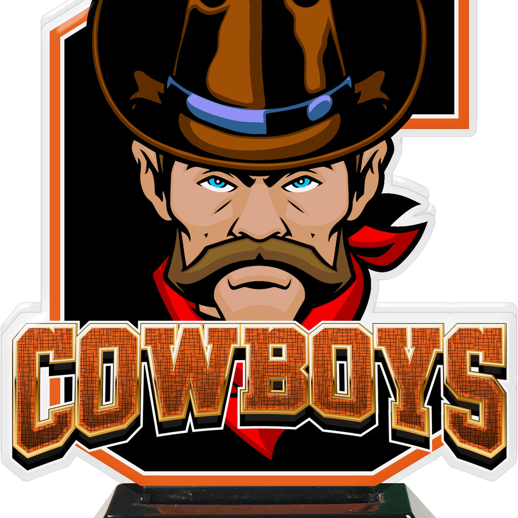 Cowboys Mascot Colorix-T Acrylic Trophies - Orange