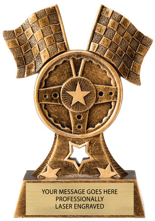 Flags & Wheel Resin Trophy [RFW6]