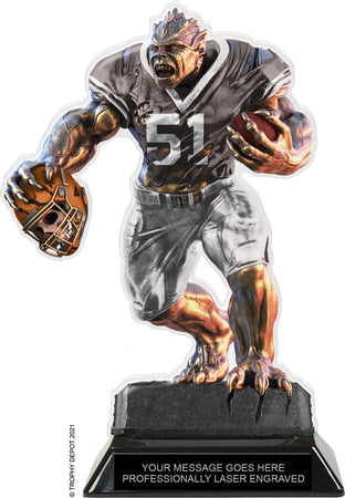 Beast Football Choose Your Number Acrylic Trophy - 8.5 inch Grey [TACR85-BST-FB-GRY-Q]