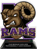 Rams Mascot Colorix-T Acrylic Trophy - 6.25 inch Purple [TACR6-MSCT-RAM-PRP-Q]