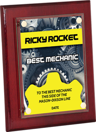 Full Color Piano Finish Floating Acrylic Plaques- Rosewood Finish 8x10 [PAJF1810-FC]