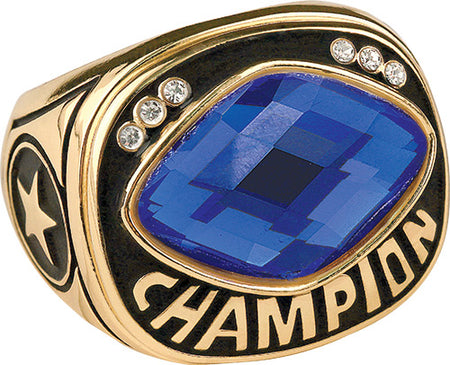 Blue Cut Glass Champion Ring- Gold [RNGJ6-BLU-G]