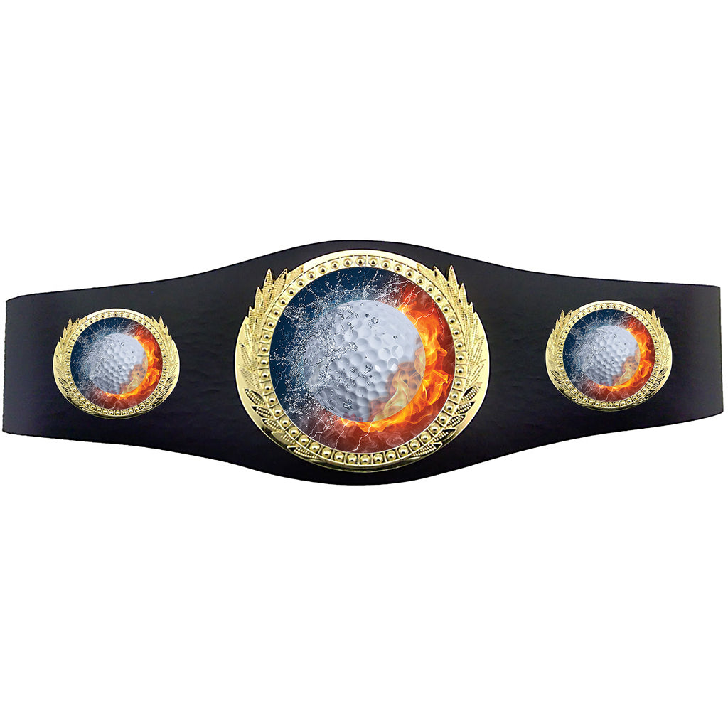 Golf 40 inch Youth Triple Art Champion Award Belt - Fire & Water [C3SAB3-FNW-GL]