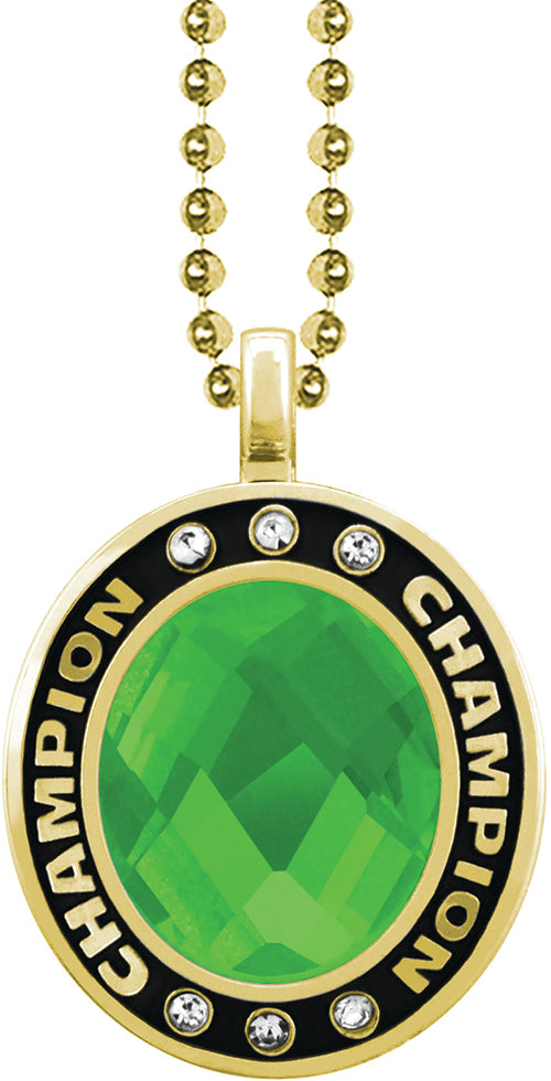 Green Gem Gold Champion Charm [CSOV-CHMP-STN-GRN-G]