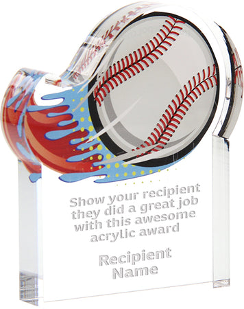 Baseball Splatters Acrylic Award- 4x5 inch [ASLM-45-BS-Q]