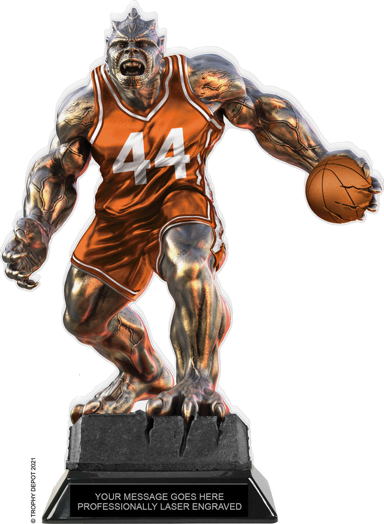 Beast Basketball Choose Your Number Acrylic Trophy - 10 inch Orange [TACR10-BST-BK-ORG-Q]
