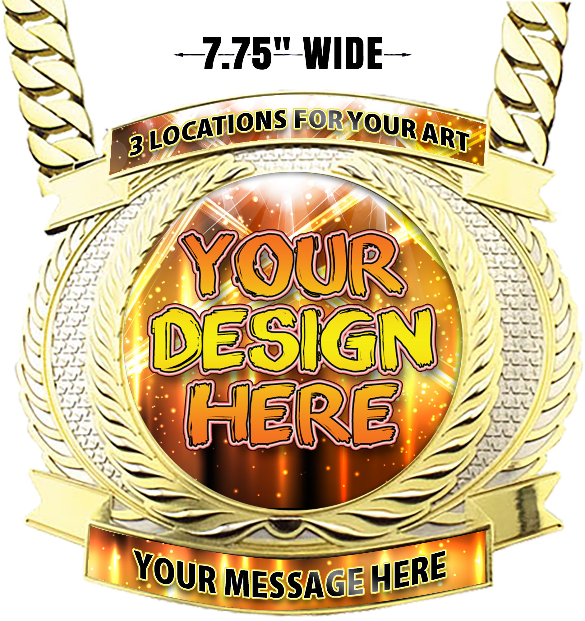 7.75 inch Wide Custom Metal Champion Chain [CXCSDP7] – Trophy Depot