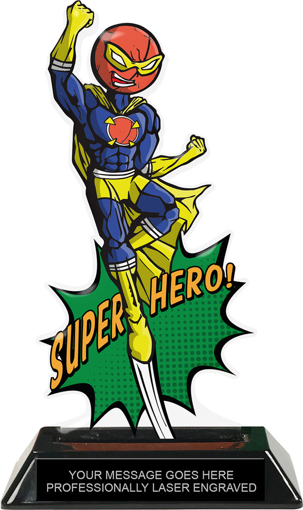 Lacrosse Male Super Hero Acrylic Trophy- 8 inch [TACR8-SH-LAXM-Q]