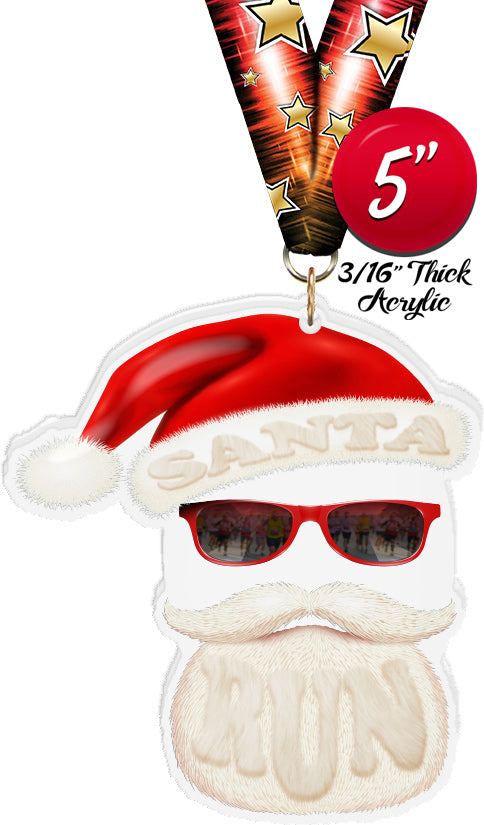 Santa Run Face Colorix-M Acrylic Medal [MACR5-SNTRN2-Q]