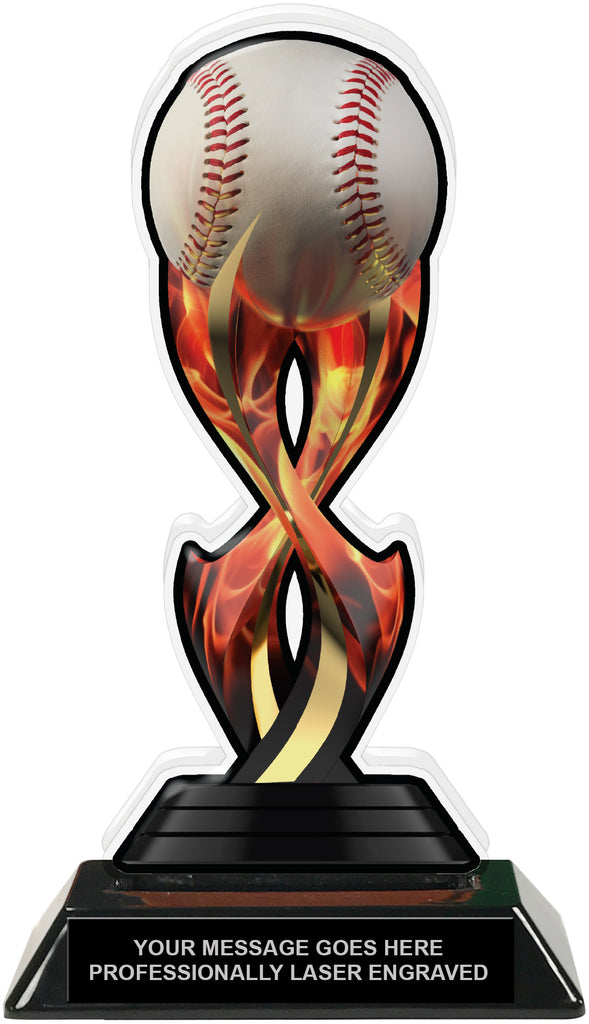 Baseball Tribal Flames Acrylic Trophy- 8.5 inch [TACR85-TF-BS-Q]