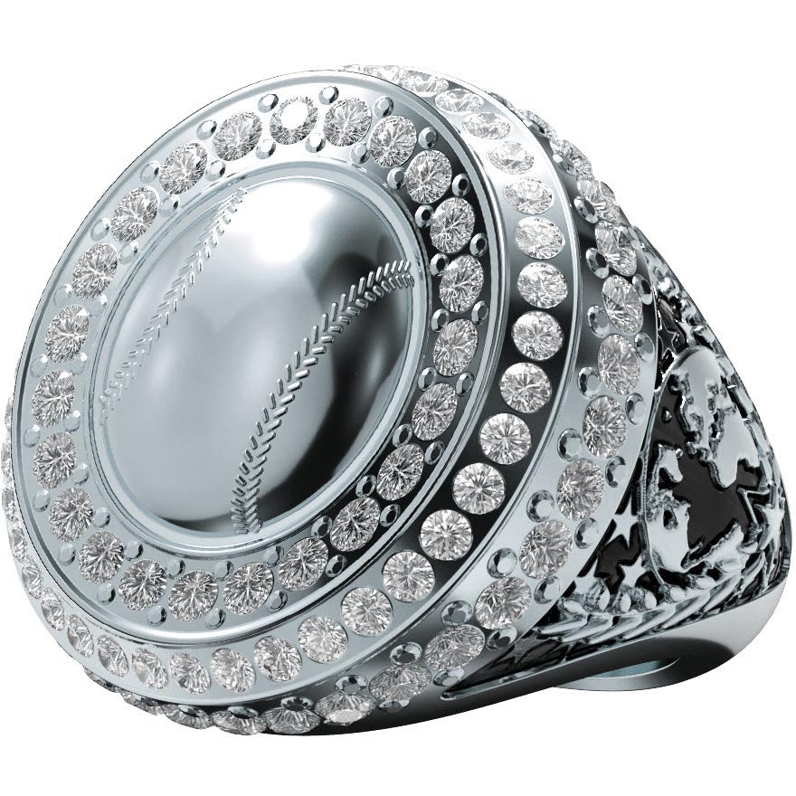Baseball World Class Championship Stones Ring - Silver [RSWCG-BS-STN-S]