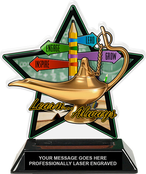 Lamp of Knowledge Colorix-T Acrylic Trophy - 6.25 inch [TACR6-KN-LMP-Q]
