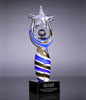 Art Glass Star Achiever Trophy - Blue & Gray 12