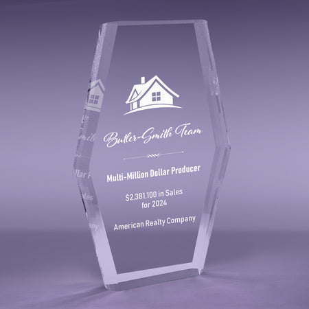 8.5 inch Multi Bevel Brilliance Hexa-Tower Acrylic Award [ATMBHTX-85-C]