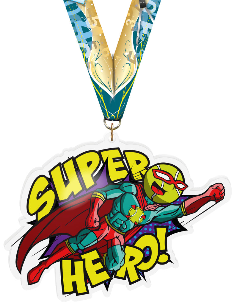 Exclusive Tennis Male Super Hero 5-Inch Colorix-M Acrylic Medal [MACR5-SH-TNM-Q]
