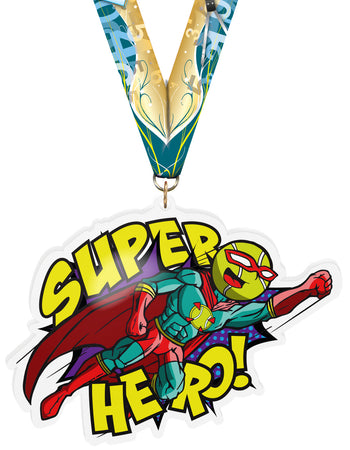 Exclusive Tennis Male Super Hero 5-Inch Colorix-M Acrylic Medal [MACR5-SH-TNM-Q]