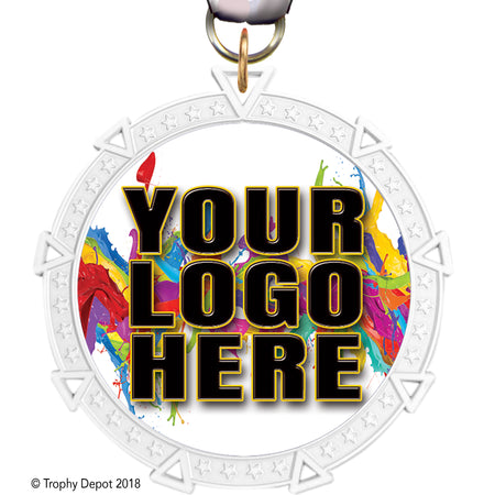 2.5" White Starforce Custom Insert Medal - TD Exclusive! [MX36STR-WHT]