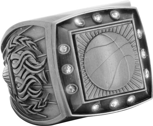 Championship Ring with Activity Insert- Basketball Silver [RGSJ-S-12ST-BK]