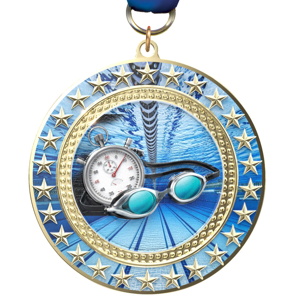 3" Swimming Radiant Star Medal [MSRSB3-SW]