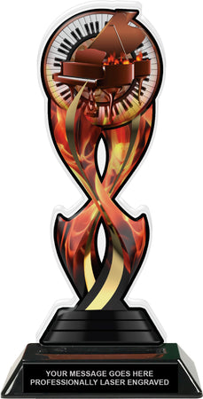 Piano Music Tribal Flames Acrylic Trophy- 10 inch [TACR10-TF-PNO-Q]
