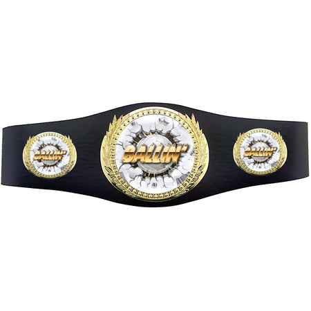 Volleyball 40 inch Youth Triple Art Champion Award Belt - Ballin' [C3SAB3-VB-BLN]