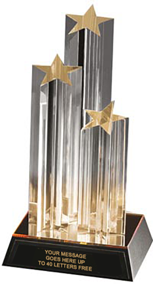 Star on Gold Mirror/ Black Acrylic Base [A3SGB11]