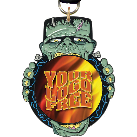 Custom 3.25" Frankenstein Monster Glow in the Dark Enameled Insert Medal - TD Exclusive! MXHLWN-FNK-GLW