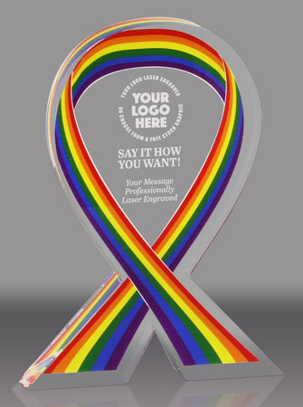 Pride Awareness Ribbon Acrylic Award - 7 inch [ATRIB-PRD-7-Q]