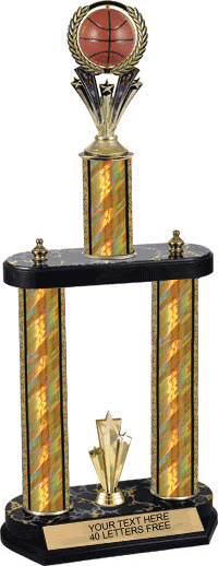 Basketball Spinning Ball 18" Two Post Trophy [T2PSB2D18-BK]