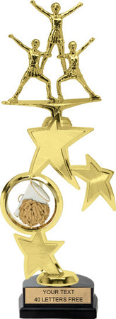 Cheer Triple Star Spinning Riser Trophy w/ Figurine [TTSS13-CH]