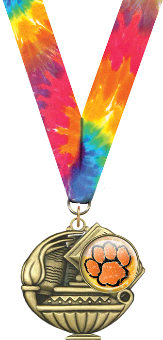 2" Paw Orange & Black Insert Academic Medal [MAP2-i-PAW-ORGBLK]