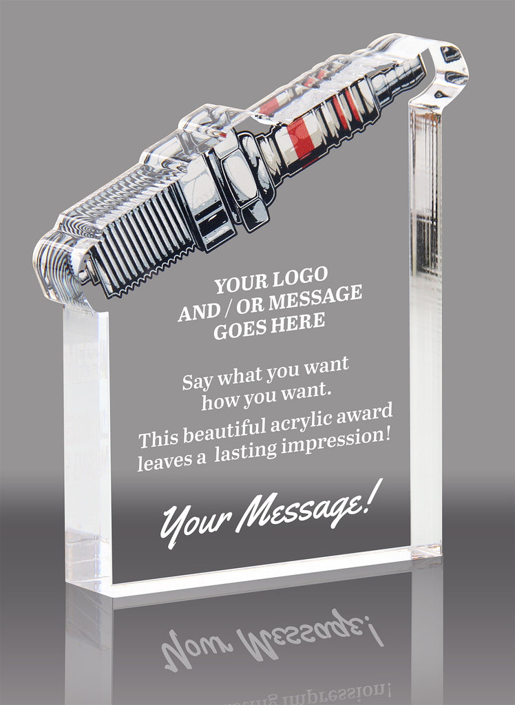 Spark Plug Acrylic Award- 5x6 inch [ARCSPLG-6-Q]