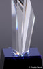 Faceted Crystal Fan Award with Blue Accents - 8.5 inch [CM634]