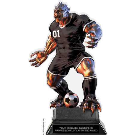 Beast Soccer Choose Your Number Acrylic Trophy - 10 inch Black [TACR10-BST-SC-BLK-Q]